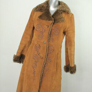 Guess Leather Coat with Faux Fur Interior